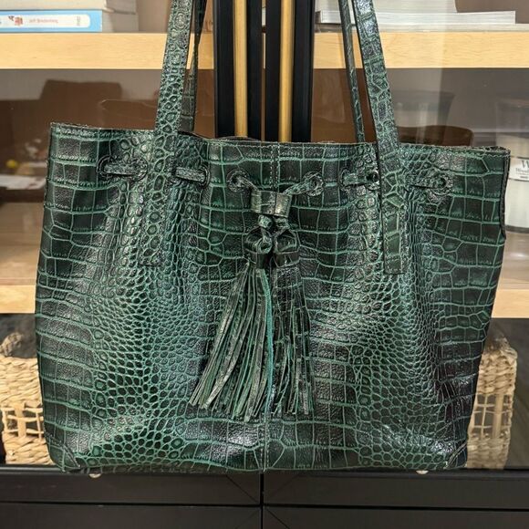 Patricia Nash 10th Anniversary Limited Edition Vintage Green Croc Leather Bag - Picture 14 of 16